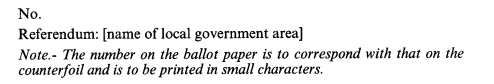 FORM OF BACK OF BALLOT PAPER: REFERENDUM IN SCOTLAND