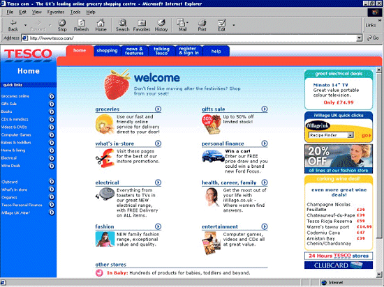 tesco.com Web site viewed with Internet Explorer 5